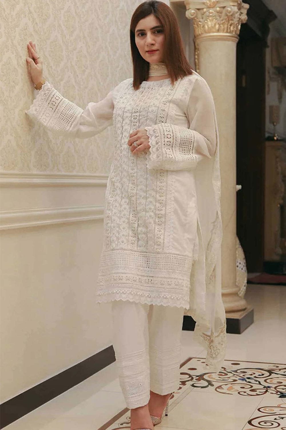 COCO BY ZARA Lawn Chikankari with Chiffon Dopatta