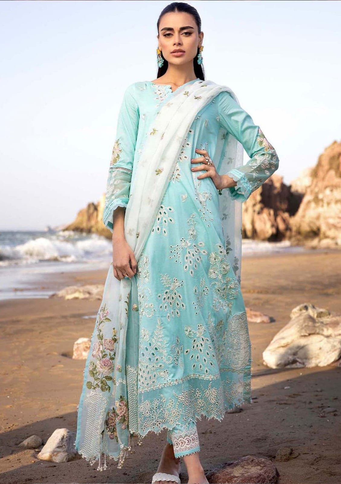 MUSCARI Lawn Chikankari with Khaadi Net Dopatta