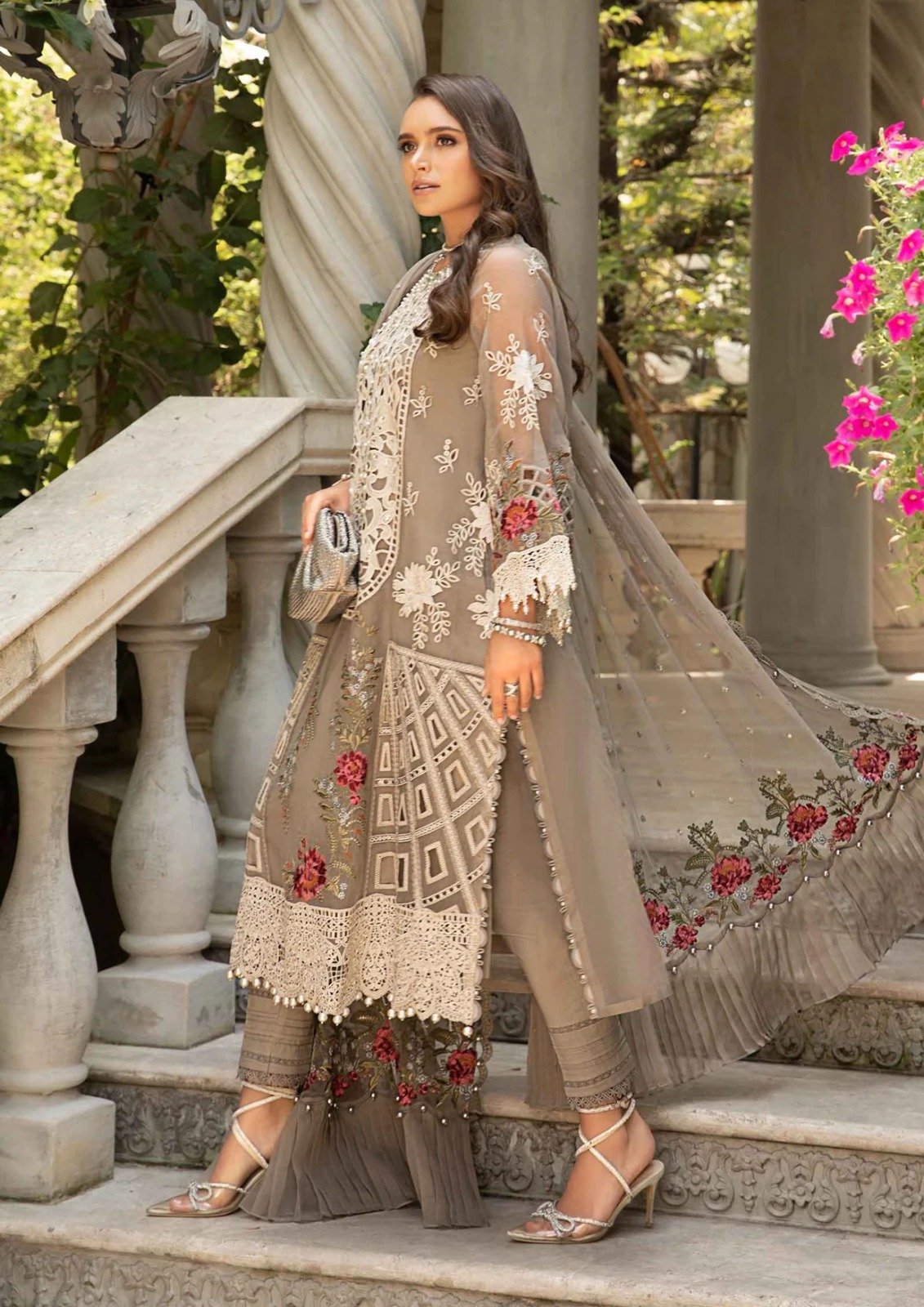 MARIA.B Lawn Embroidered with Net Dopatta