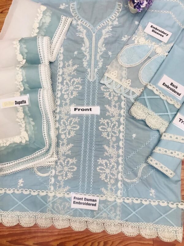 QALAMKAR Lawn Chikankari with Organza Dopatta - Image 2