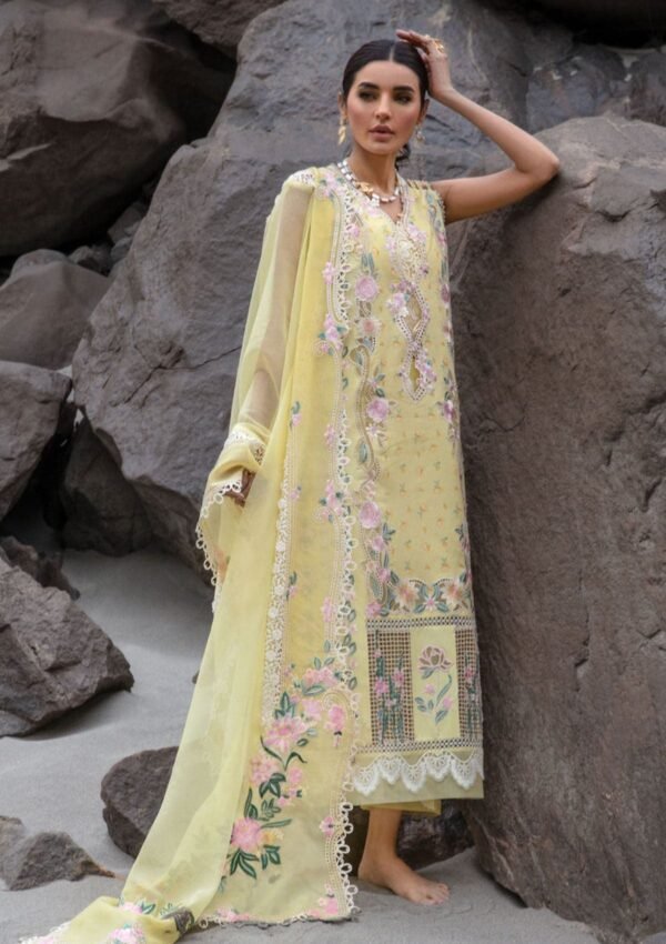 CRIMSON Lawn Chikankari with Khaadi Net Cutwork Dopatta - Image 3