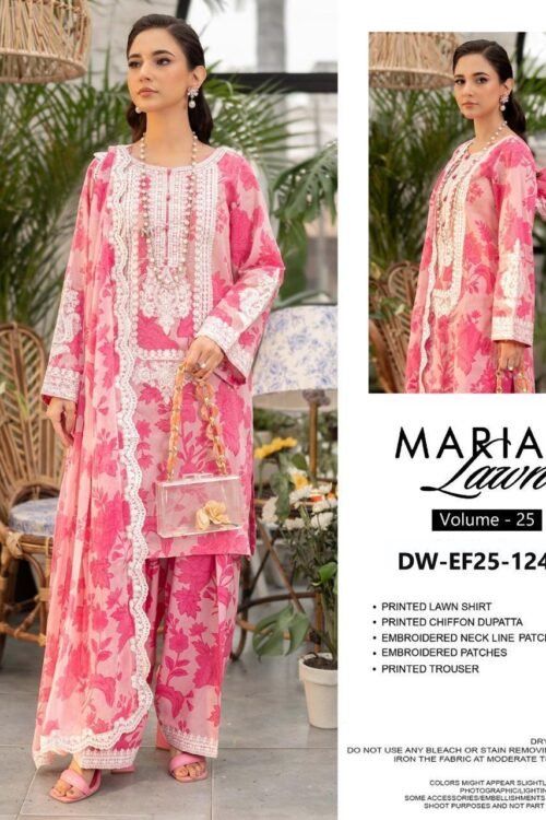 MARIA.B Lawn M.PRINT with Emb Patches with Chiffon Dopatta