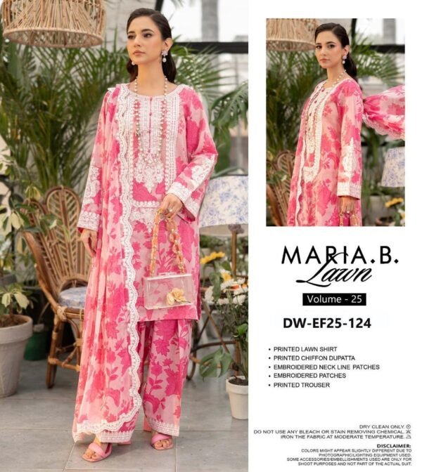 MARIA.B Lawn M.PRINT with Emb Patches with Chiffon Dopatta