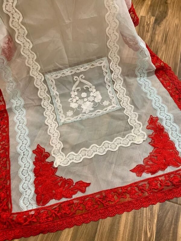 CRIMSON Lawn Chikankari with Khaadi Net Dopatta - Image 4