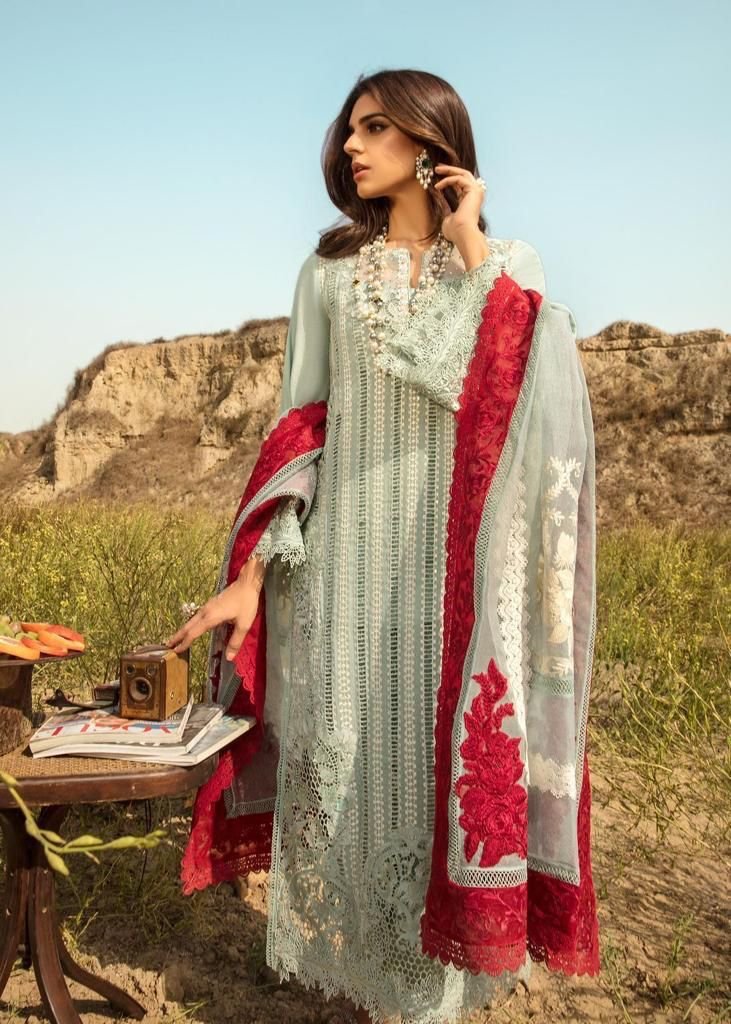 CRIMSON Lawn Chikankari with Khaadi Net Dopatta