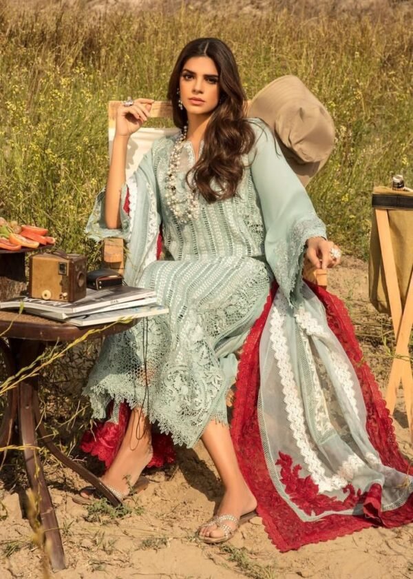CRIMSON Lawn Chikankari with Khaadi Net Dopatta - Image 2