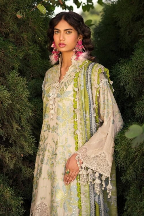 SANA SAFINAZ Lawn Embroidered Sequins Work with Lawn Digital Printed Dopatta