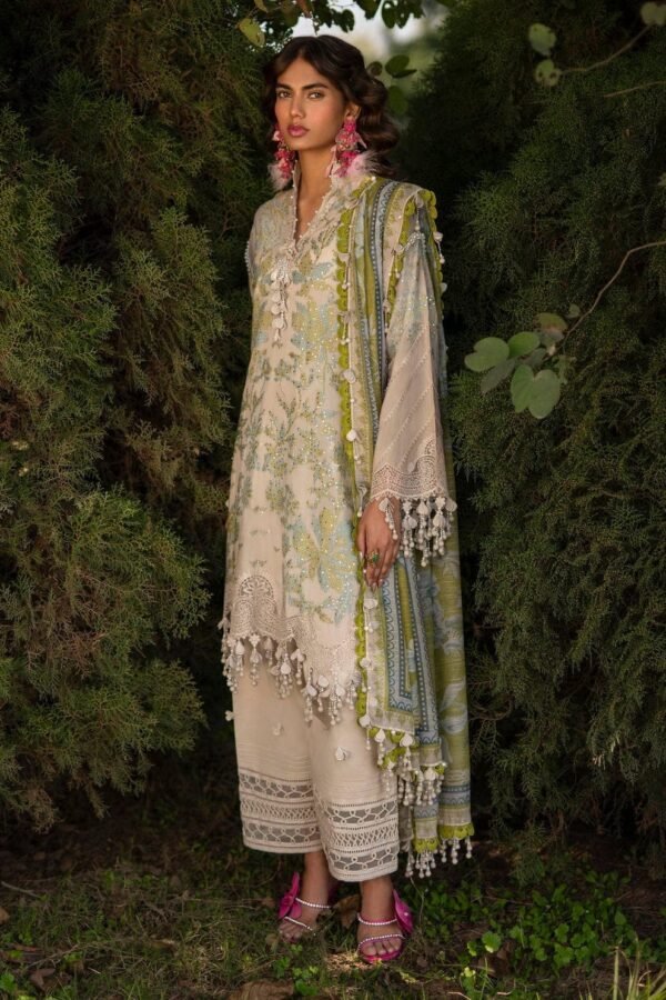 SANA SAFINAZ Lawn Embroidered Sequins Work with Lawn Digital Printed Dopatta - Image 2