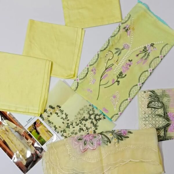 CRIMSON Lawn Chikankari with Khaadi Net Cutwork Dopatta - Image 3