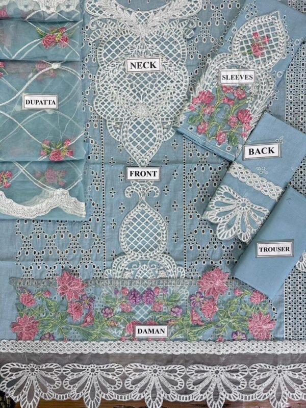 ADAN LIBAS Lawn Chikankari with Net Dopatta - Image 2