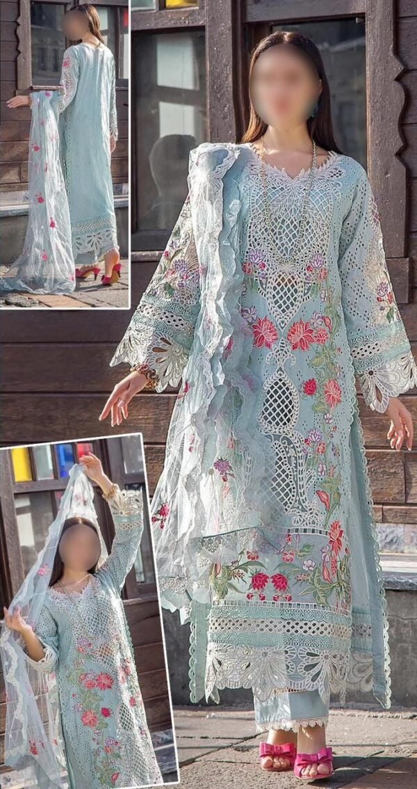 ADAN LIBAS Lawn Chikankari with Net Dopatta