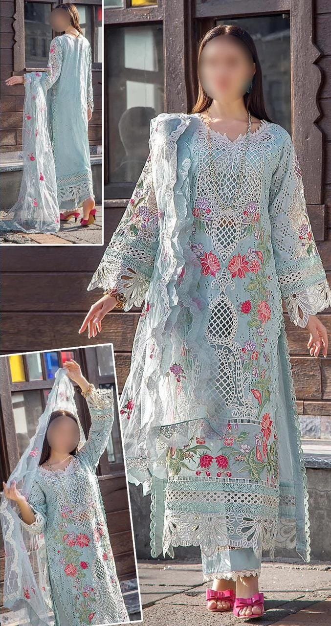 ADAN LIBAS Lawn Chikankari with Net Dopatta
