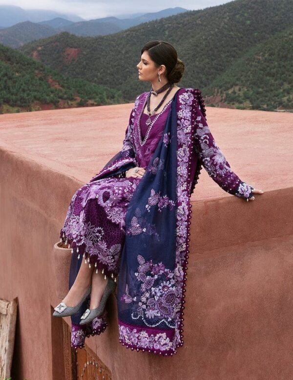 REPUBLIC Lawn Embroidered Sequins Work with Khaadi Net Dopatta - Image 2