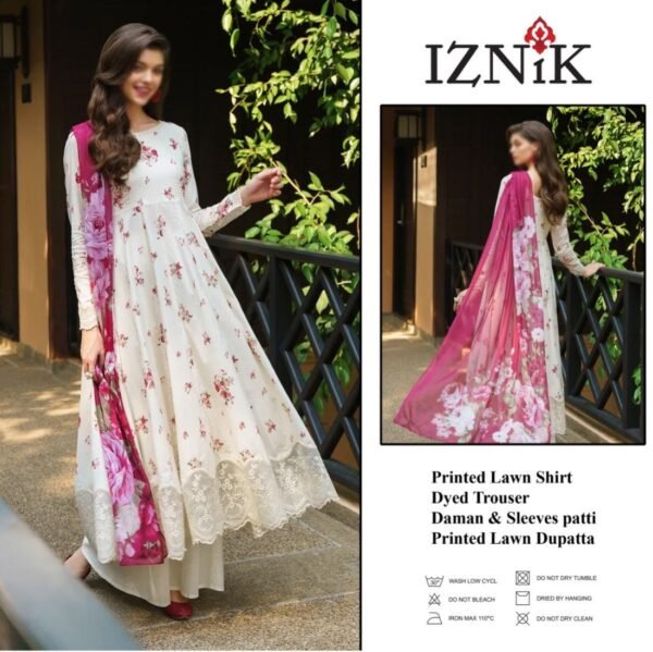 IZNIK Lawn Printed with Chiffon Printed Dopatta