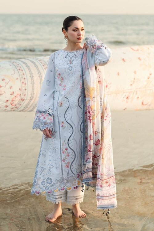 QALAMKAR Lawn Chikankari with Silk Printed Dopatta