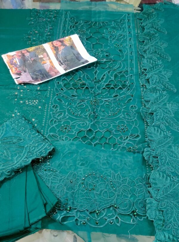 BIN ILYAS Lawn Organza Cutwork with Organza Cutwork Dopatta - Image 3