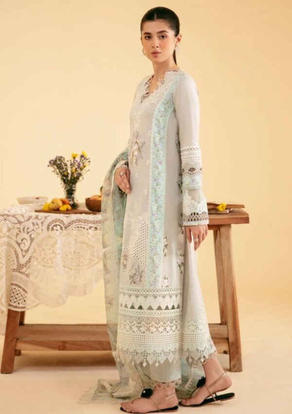 QALAMKAR Lawn Chikankari with Khaadi Net Dopatta - Image 2