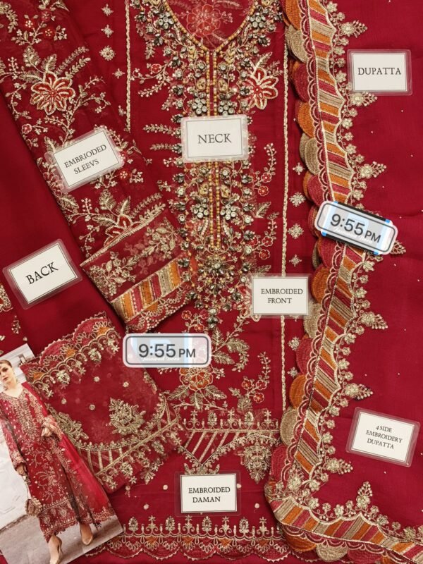 MARIA.B Chiffon Sequins & Embelishment with Chiffon Cutwork Dopatta - Image 3