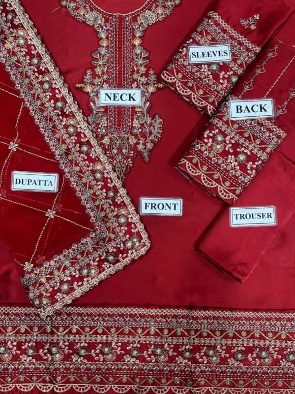 HUSSAIN REHAR Silk Embroidered with Chiffon Dopatta - Image 3