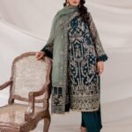BAROQUE Organza Embroiderd Sequins work Silk Trouser with Organza Dopatta