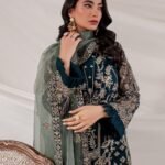 BAROQUE Organza Embroiderd Sequins work Silk Trouser with Organza Dopatta - Image 2