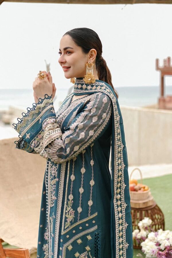 QALAMKAR Lawn Embroidered with Khaadi Net Dopatta