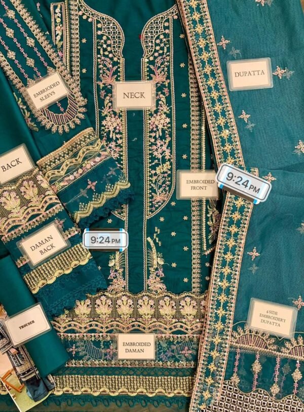 QALAMKAR Lawn Embroidered with Khaadi Net Dopatta - Image 3