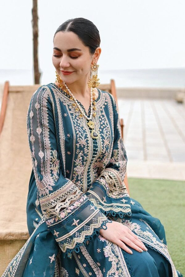 QALAMKAR Lawn Embroidered with Khaadi Net Dopatta - Image 2
